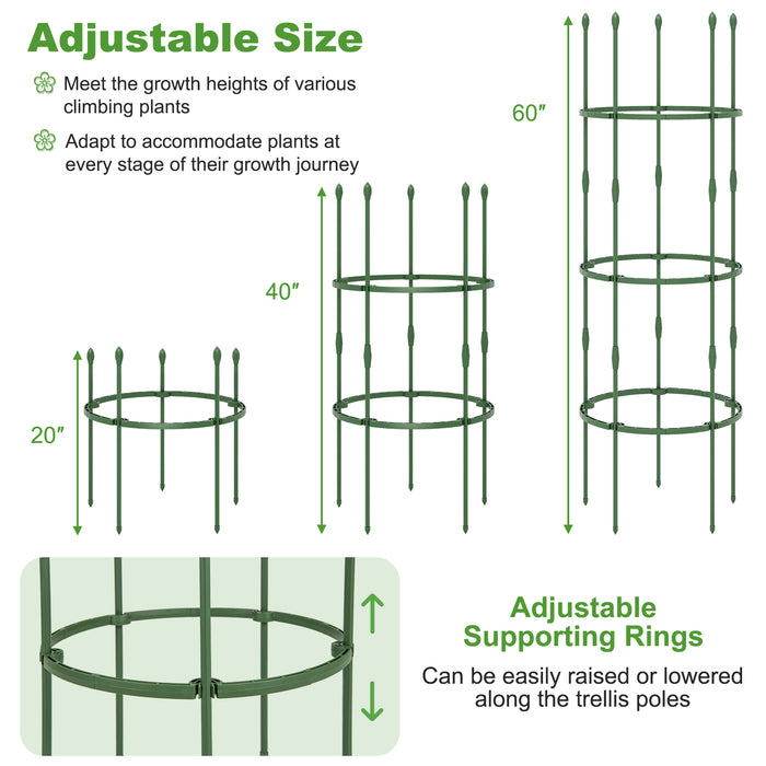 3-Pack Garden Trellis 40 Inch Tall Plant Support Stands with Clips and Ties-M