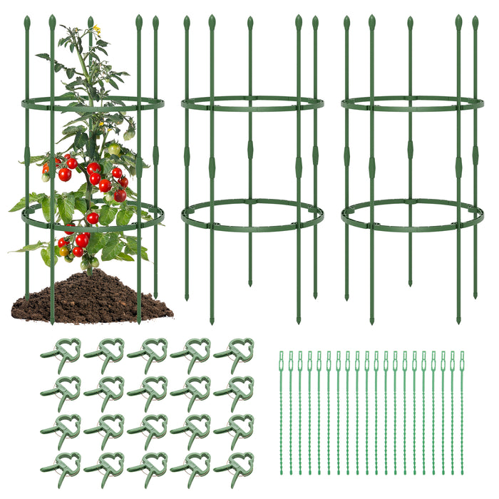 3-Pack Garden Trellis 60 Inch Tall Plant Support Stands with Clips and Ties-S