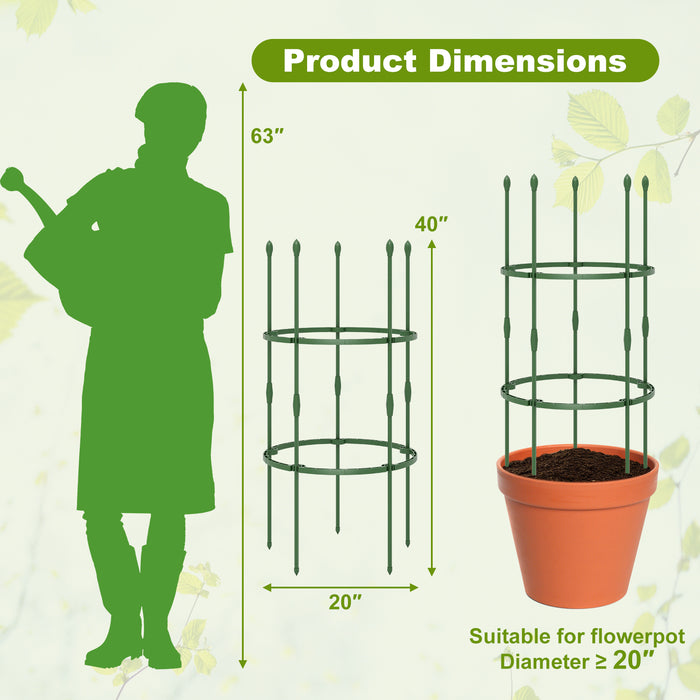 3-Pack Garden Trellis 60 Inch Tall Plant Support Stands with Clips and Ties-S