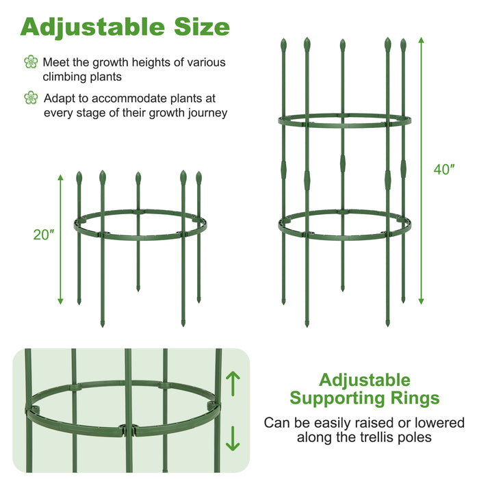 3-Pack Garden Trellis 60 Inch Tall Plant Support Stands with Clips and Ties-S