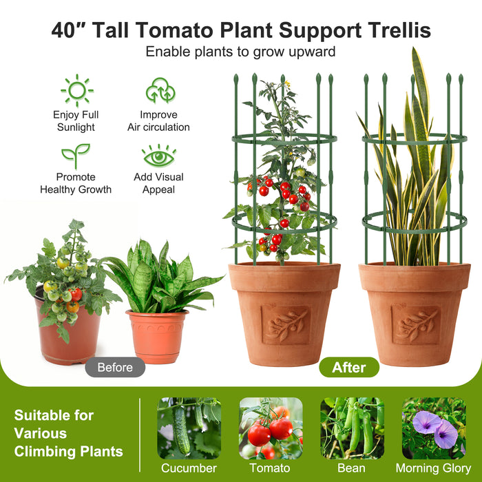 3-Pack Garden Trellis 60 Inch Tall Plant Support Stands with Clips and Ties-S