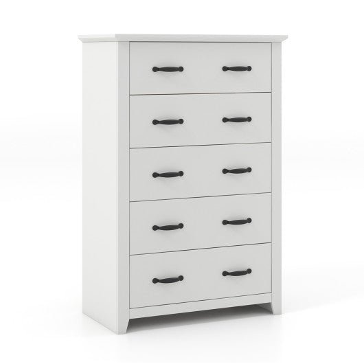 Tall Storage Dresser with 5 Pull-out Drawers for Bedroom Living Room-White