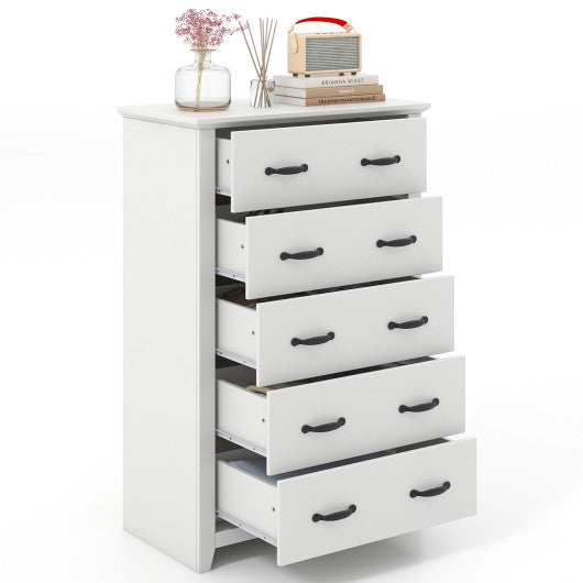 Tall Storage Dresser with 5 Pull-out Drawers for Bedroom Living Room-White