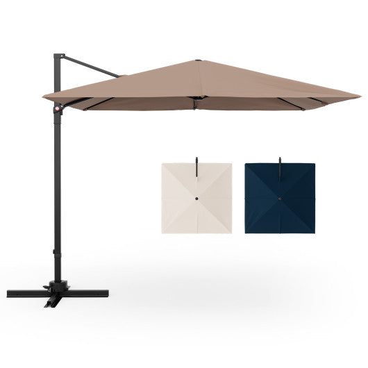 9.5 Feet Square Patio Cantilever Umbrella with 360Â° Rotation-Coffee