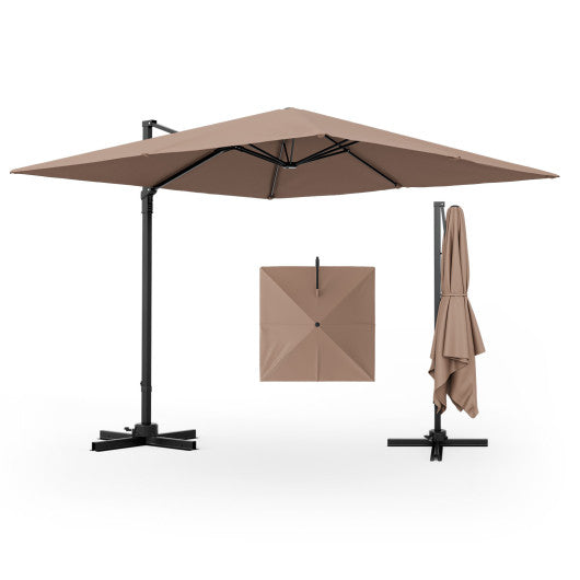 9.5 Feet Square Patio Cantilever Umbrella with 360Â° Rotation-Coffee