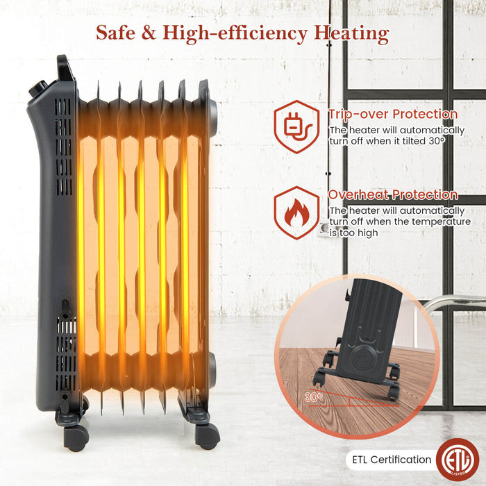 1500W Oil Filled Space Heater with 3-Level Heat