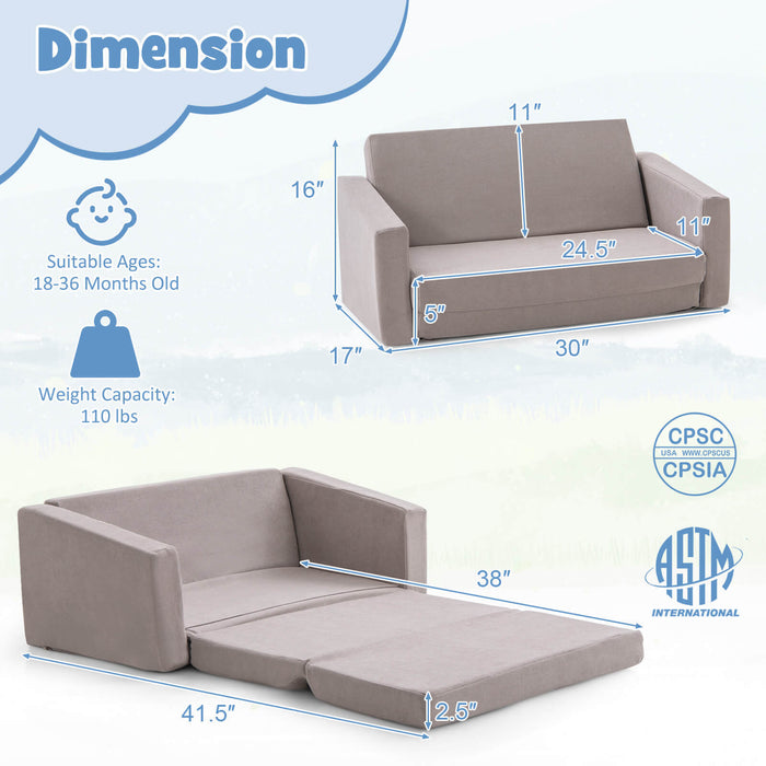 2-in-1 Childrenâ€™s Convertible Sofa to Lounger-L