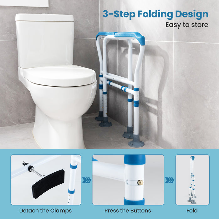 Toilet Safety Rail with Adjustable Height for Elderly-Blue