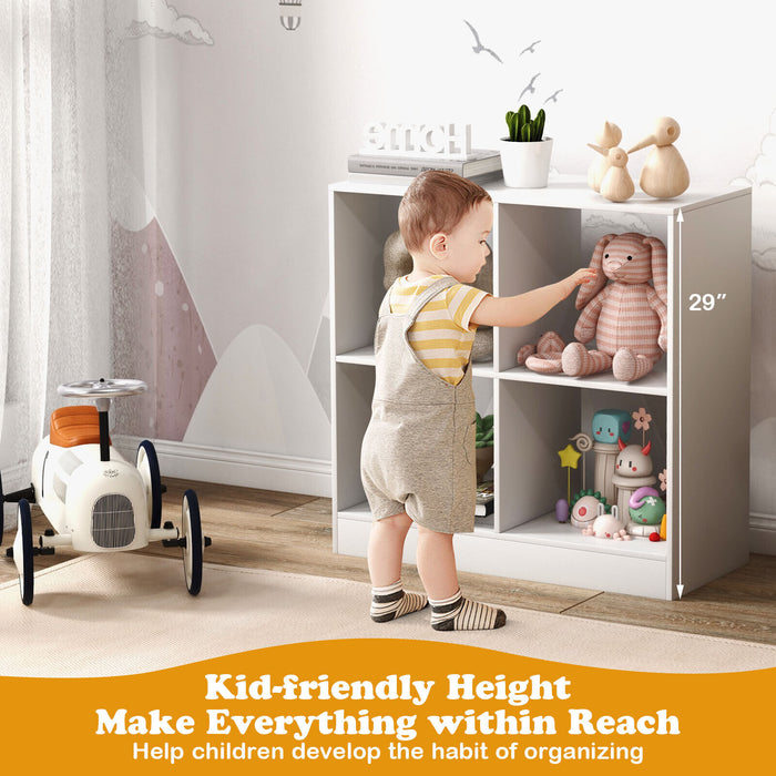 4-Cube Kids Bookcase with Open Shelves-White