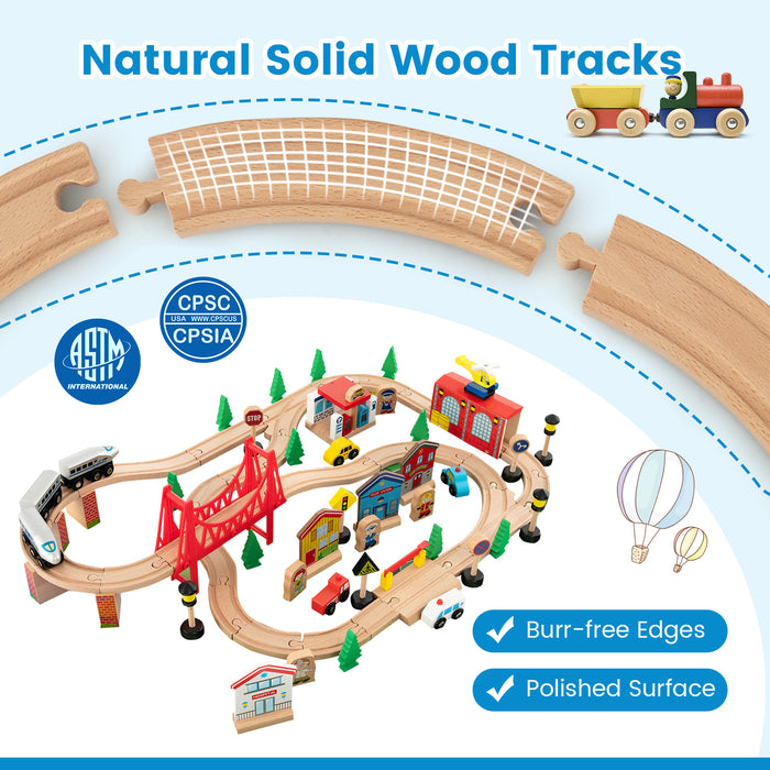 80-Piece Wooden Train Set and Table