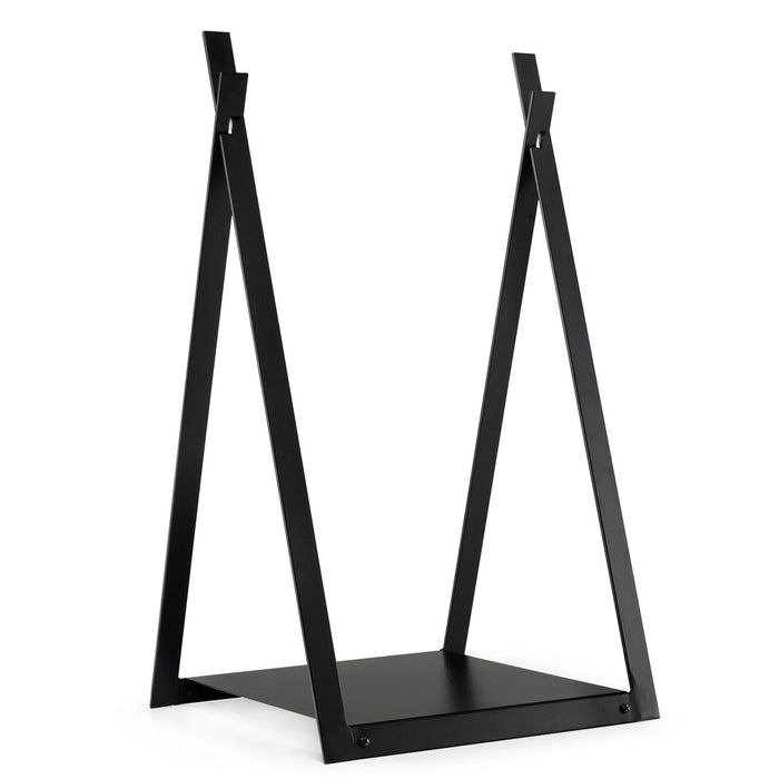 Triangle Firewood Rack with Raised Base for Fireplace Fire Pit-Black