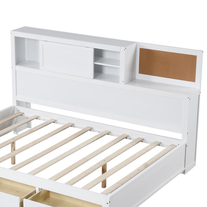 Twin/Full Size Wooden Daybed with 3 Drawers with Storage Shelves-Twin Size