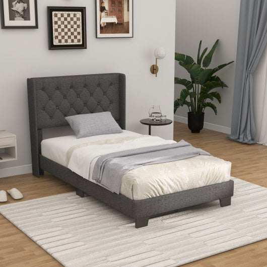 Twin/Full/Queen Size Upholstered Platform Bed with Button Tufted Headboard-Twin Size