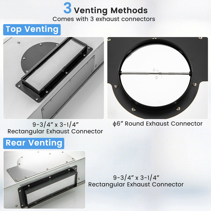 35.5/29.5 Inch Under Cabinet Range Hood 900 CFM Kitchen Vent with 4 Fan Speed-35.5 Inch