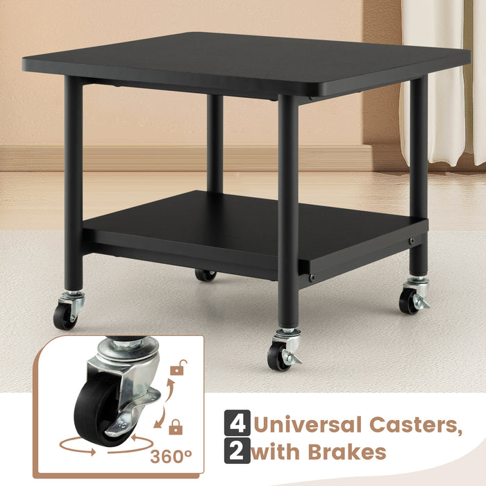 Under Desk Printer Stand with 4 Wheels and Locking Mechanism-Black