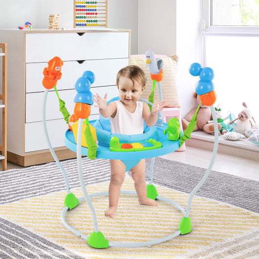 Underwater World Themed Baby Bouncer with Developmental Toys-Blue