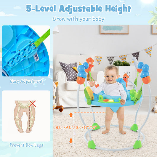 Underwater World Themed Baby Bouncer with Developmental Toys-Blue