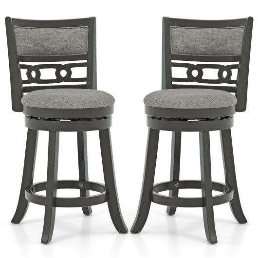 26" Counter Height Bar Chair with Wooden Frame Swivel Seat and Footrest for Pub Bar Restaurant-2 Pack