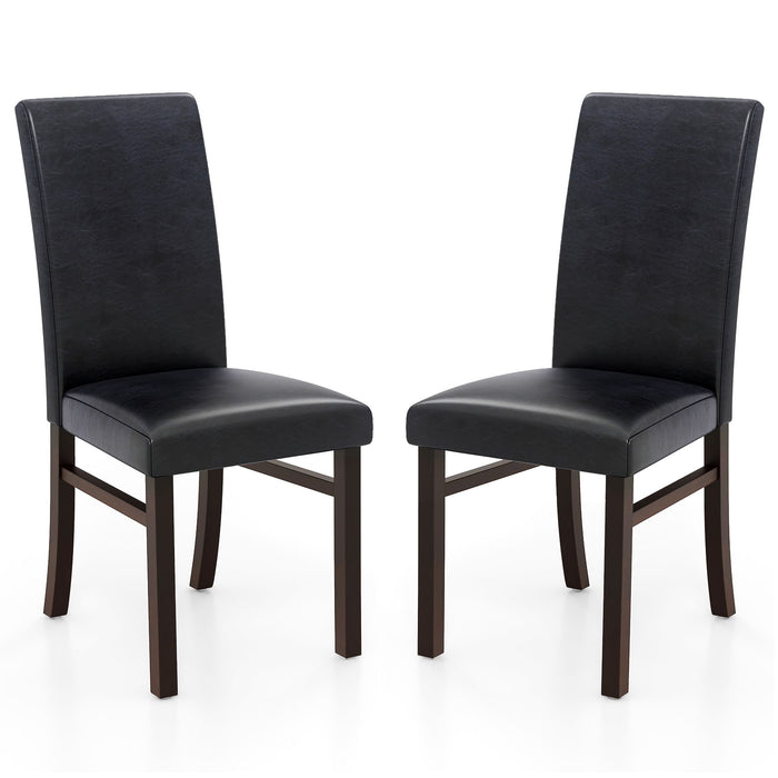 Upholstered Dining Chairs Set of 2 with Solid Rubber Wood Legs