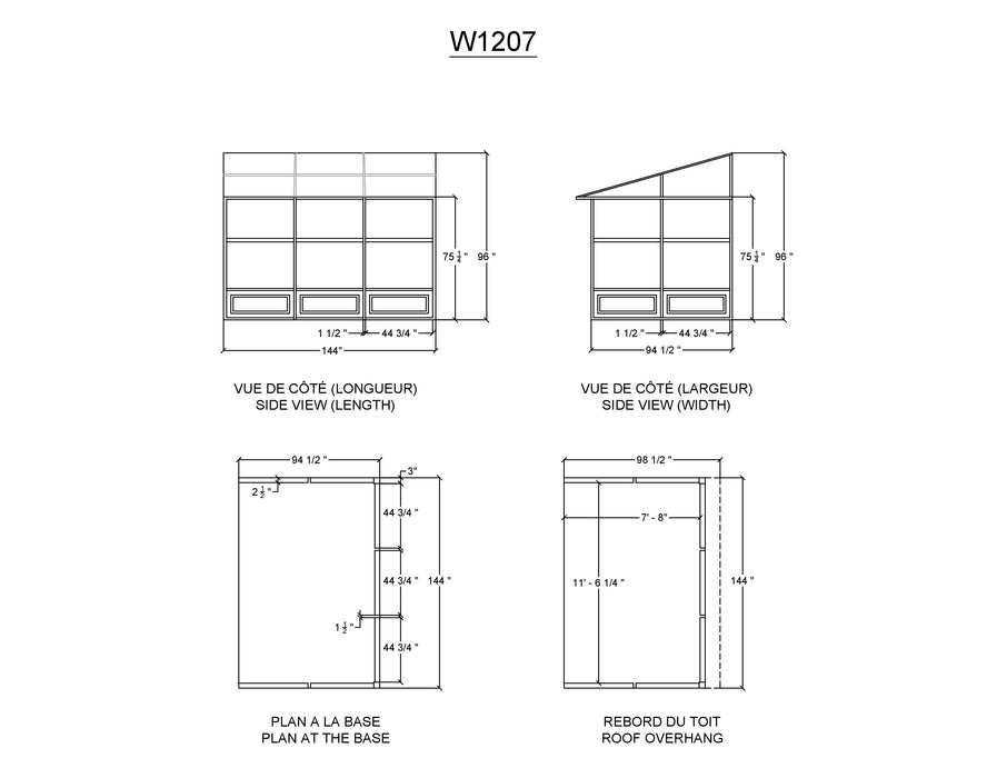 Gazebo Penguin | Florence - Wall Mounted Solarium Metal Roof, 8' X 12'