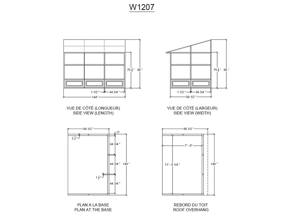 Gazebo Penguin | Florence - Wall Mounted Solarium Polycarbonate Roof - 8' X 12'