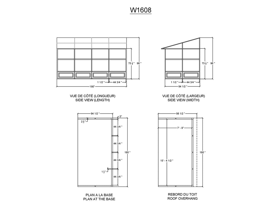 Gazebo Penguin | Florence - Wall Mounted Solarium Metal Roof, 8' X 16'