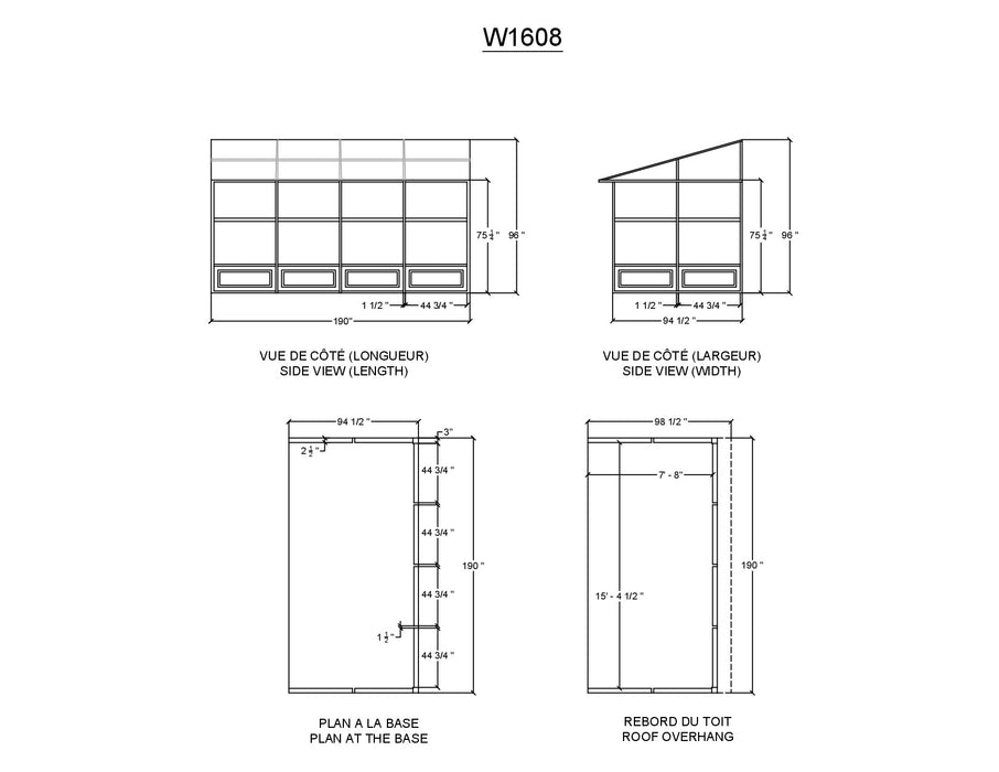 Gazebo Penguin | Florence - Wall Mounted Solarium Polycarbonate Roof - 8' X 16