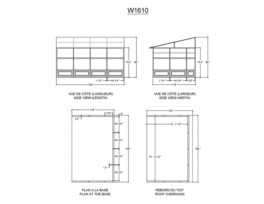 Gazebo Penguin | Florence - Wall Mounted Solarium Metal Roof, 10' X 16'