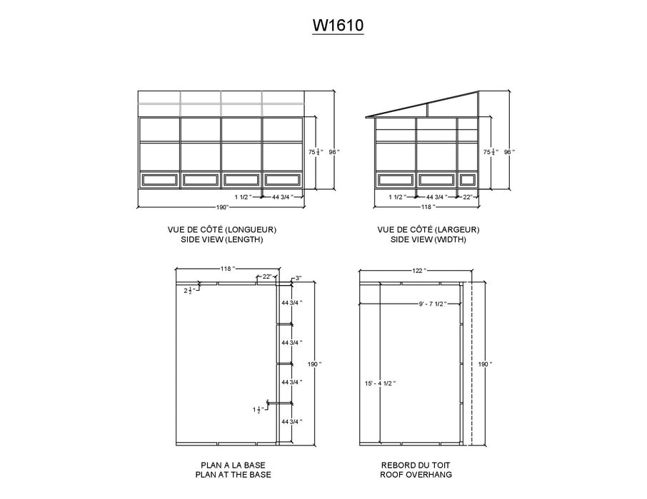 Gazebo Penguin | Florence - Wall Mounted Solarium Polycarbonate Roof - 10' x 16'