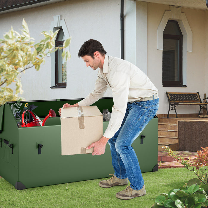 Waterproof Outdoor Storage Box with Ventilated Window  Adjustable Snap-Green