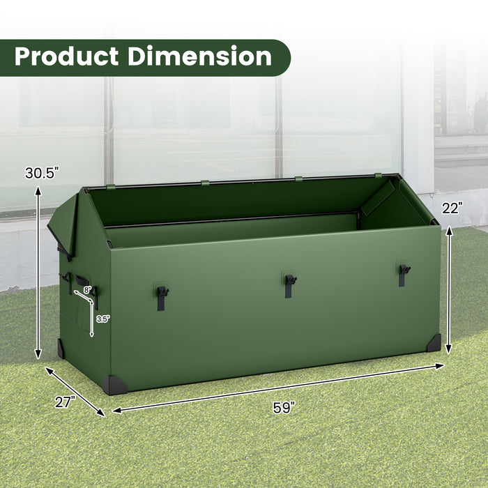 Waterproof Outdoor Storage Box with Ventilated Window  Adjustable Snap-Green