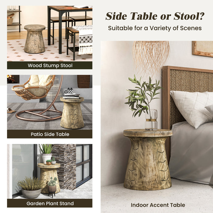 2-in-1 Rock End Table with Wood Grain for Living Room