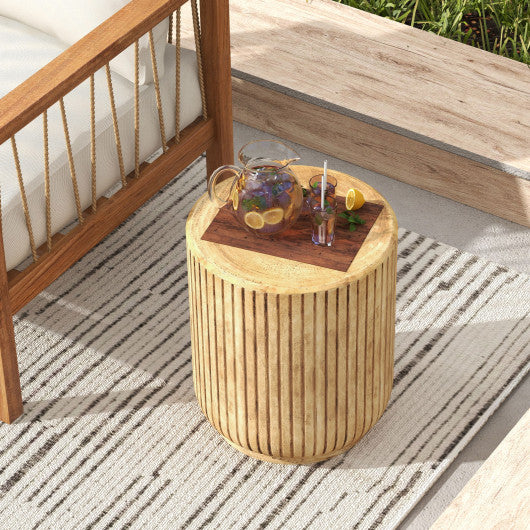 Weather Resident Rock End Table with Wood Grain