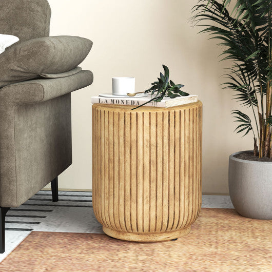 Weather Resident Rock End Table with Wood Grain