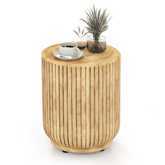 Weather Resident Rock End Table with Wood Grain