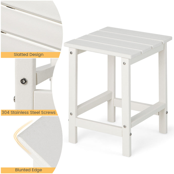 14 Inch Square Weather-Resistant Adirondack Side Table-White