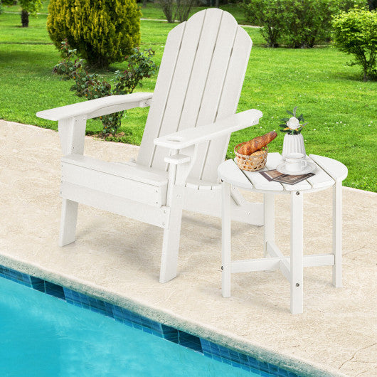 18 Inch Round Weather-Resistant Adirondack Side Table-White