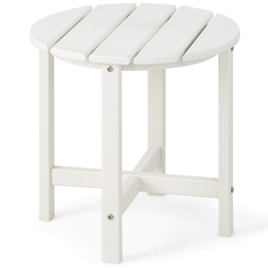 18 Inch Round Weather-Resistant Adirondack Side Table-White