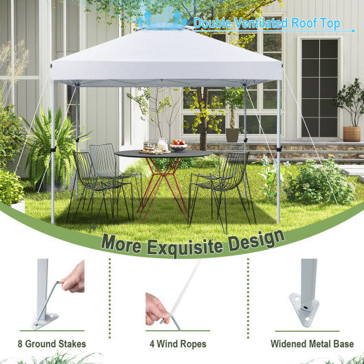 2-Tier 10 x 10 Feet Pop-up Canopy Tent with Wheeled Carry Bag-White