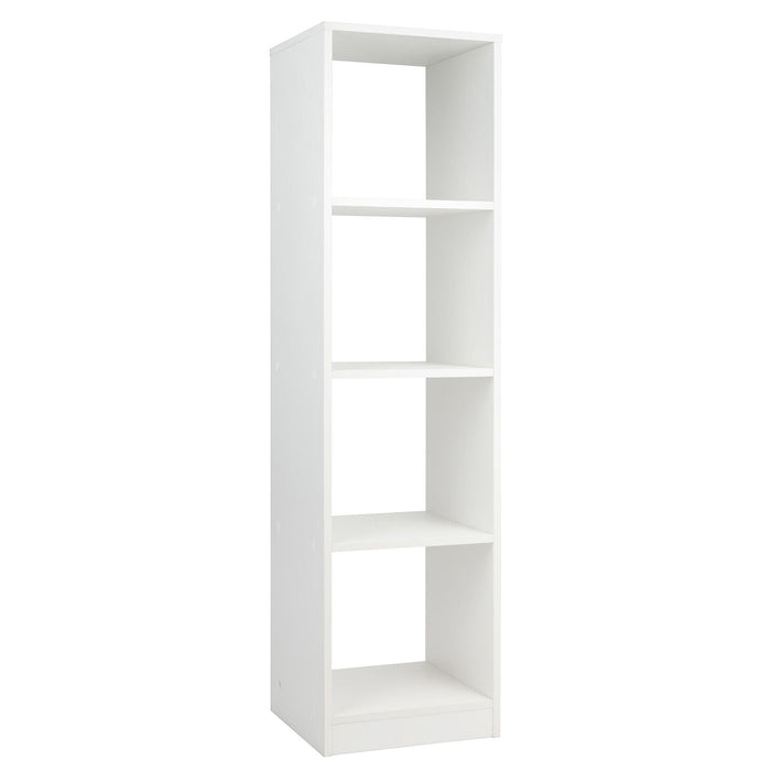 5 Tiers 4-Cube Narrow Bookshelf with 4 Anti-Tipping Kits-White