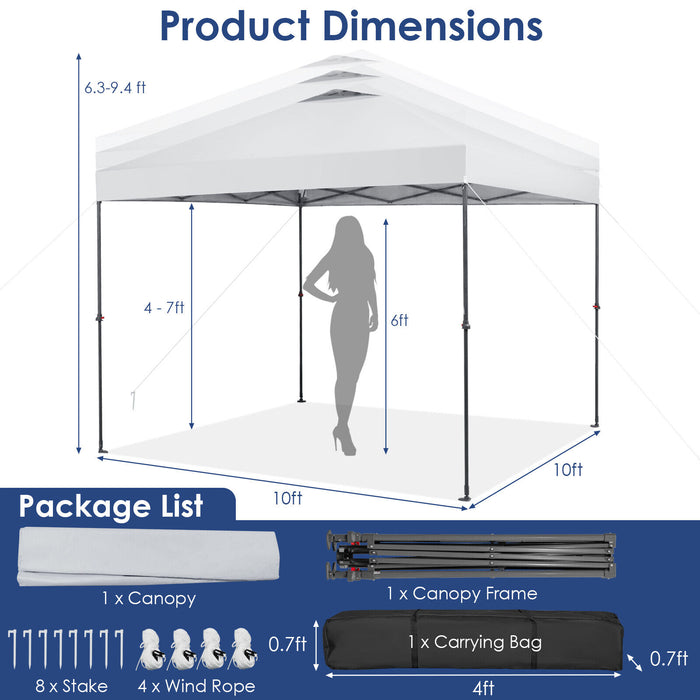 10 x 10 Feet Foldable Outdoor Instant Pop-up Canopy with Carry Bag-White