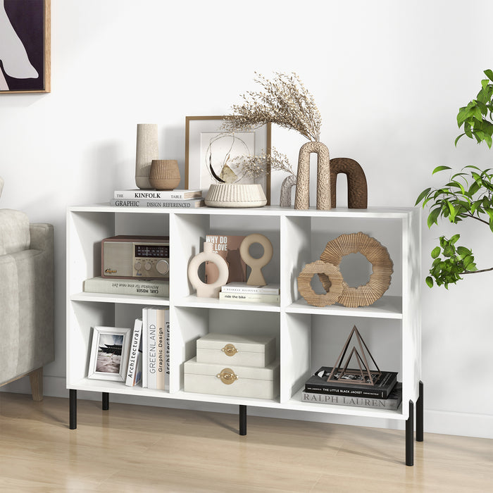 Open-Back Bookshelf with Drawer for Study-White