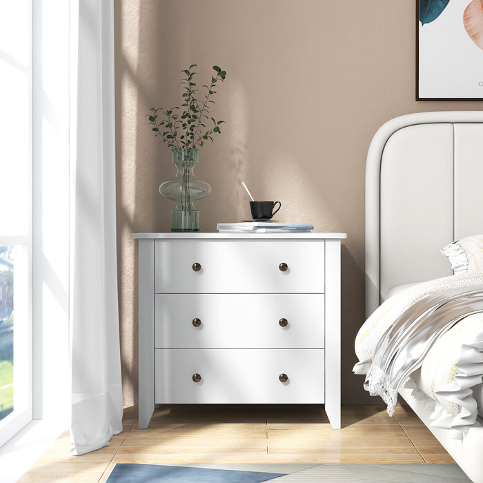 3 Drawer Dresser Chest of Drawers Bedside Table-White