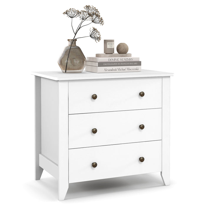 3 Drawer Dresser Chest of Drawers Bedside Table-White