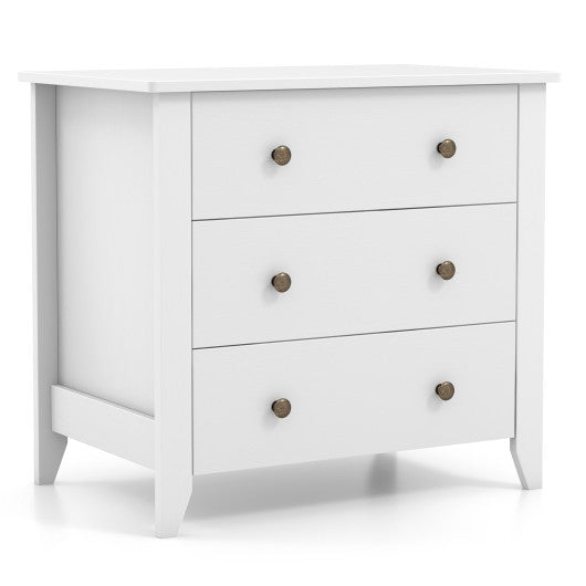 3 Drawer Dresser Chest of Drawers Bedside Table-White