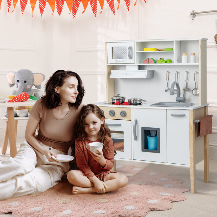 Wooden Pretend Play Kitchen Set for Toddlers-White