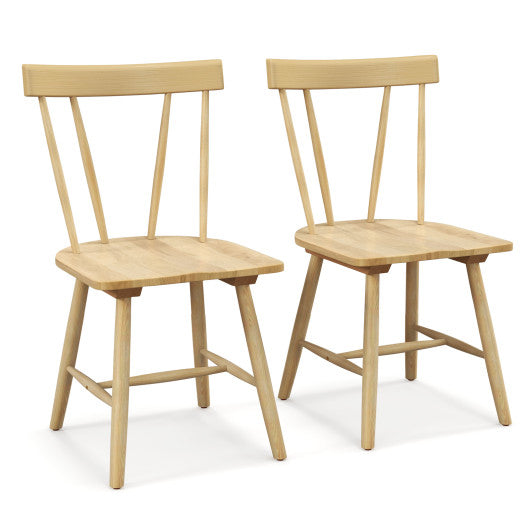 Windsor Style Armless Chairs with Solid Rubber Wood Frame-Natural