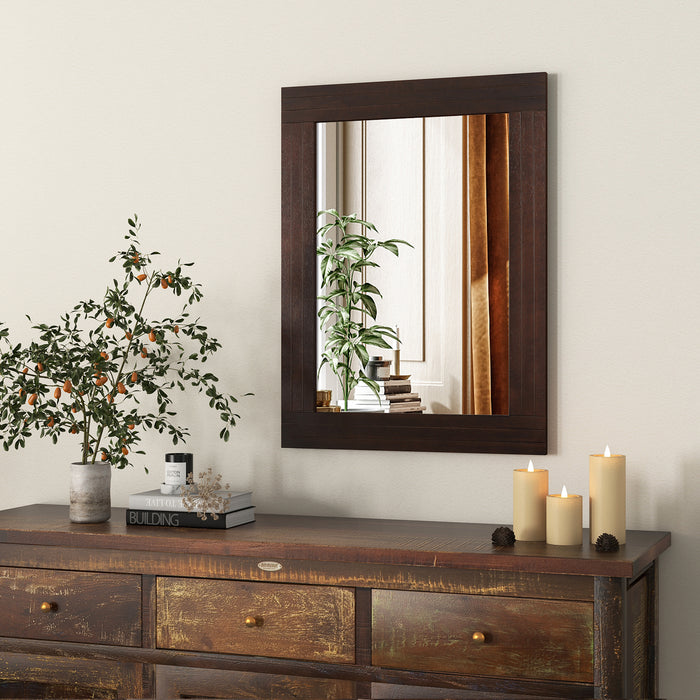 Wood Framed Wall Mirror for Bedroom Living Room Vanity Entryway-Brown