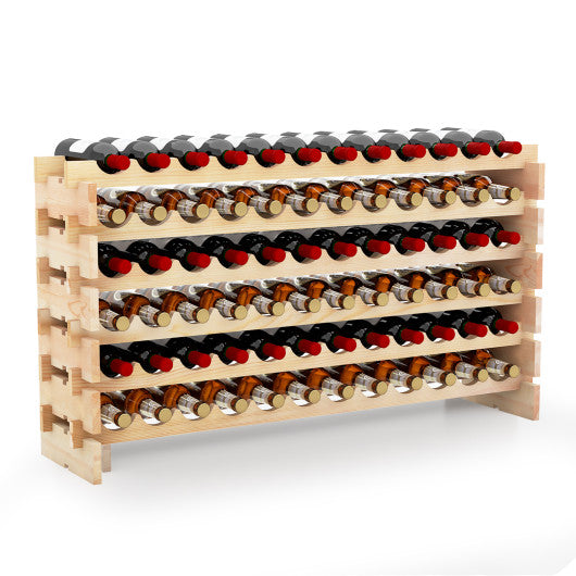 Wooden Bottle Rack Wine Display Shelves for 72 Bottles