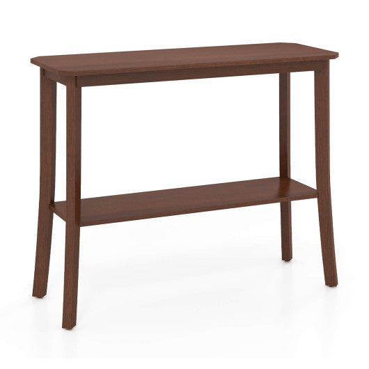 2-Tier Freestanding Wooden Console Table with Open Shelf